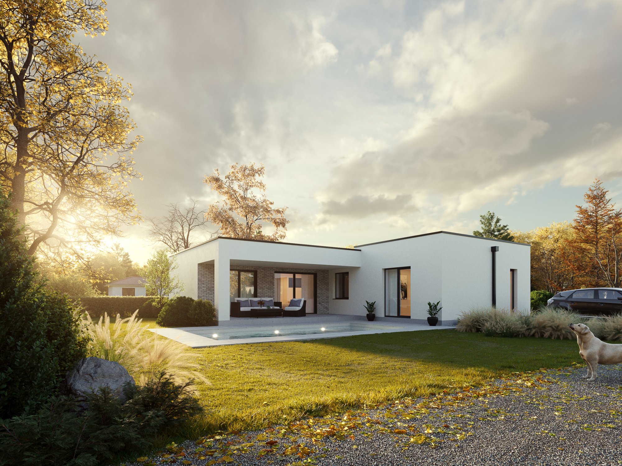 Moderní jednopodlažní rodinný dům, Senec | Architektúra
