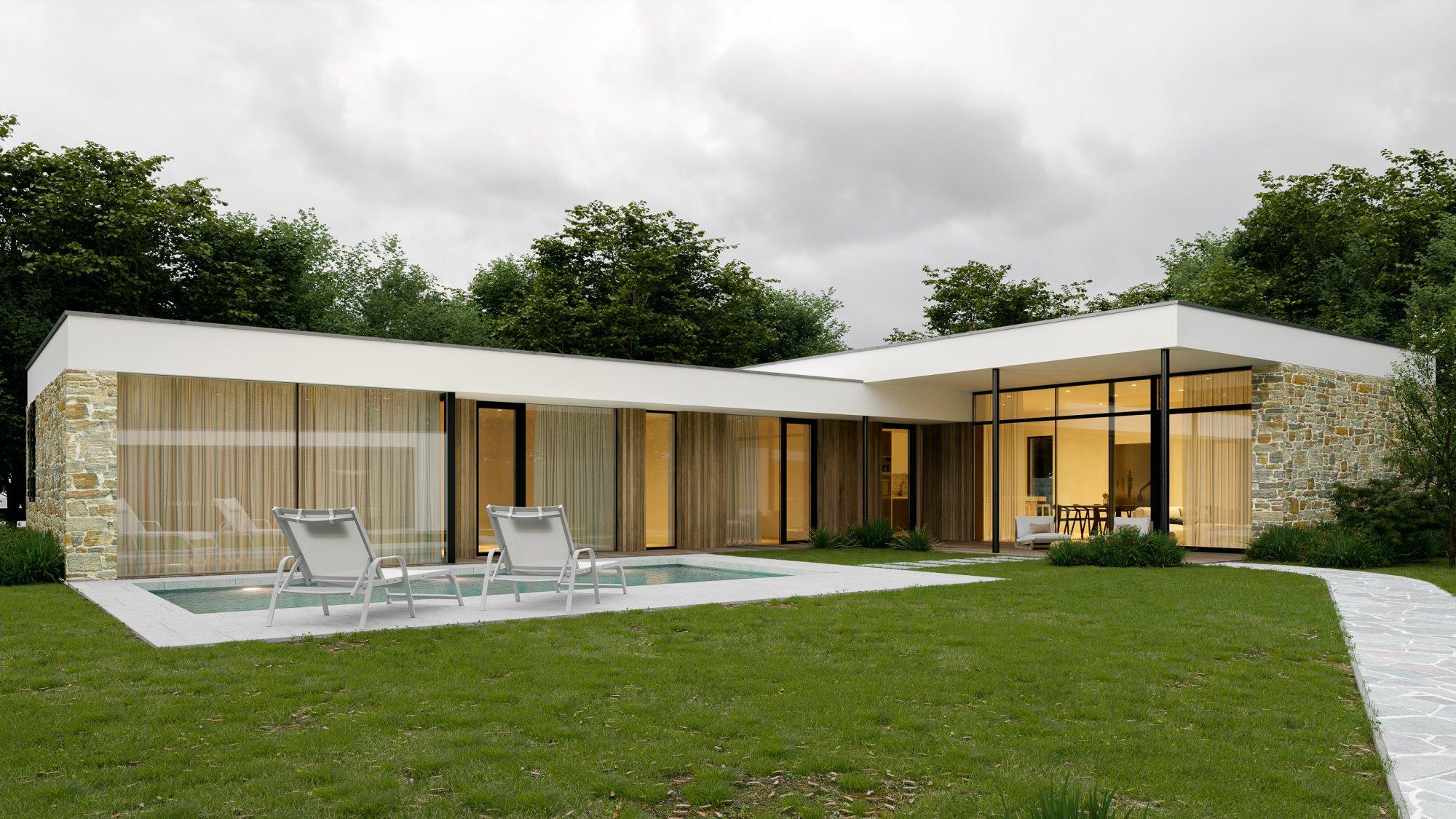 Jednopodlažní rodinný dům ve tvaru písmene L, Žiar nad Hronom | Architektúra